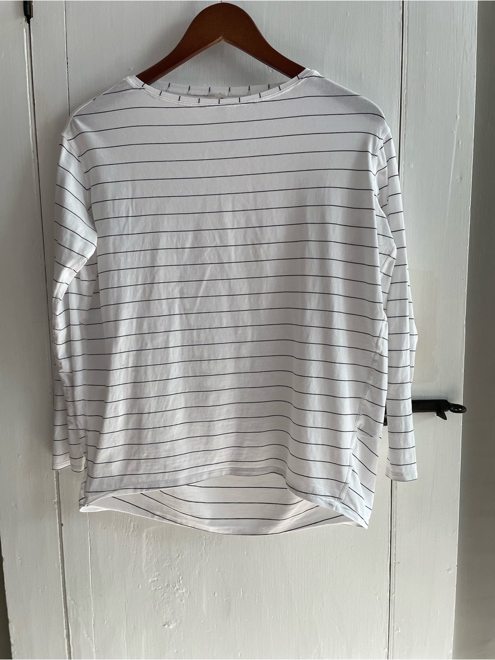 Lululemon Back In Action Long Sleeve Short Serve Stripe White Black Oversized 2